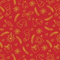 New Year pattern, hand drawn in cartoon style, holiday background for decoration. vector