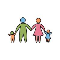 Happy family icon multicolored in simple figures. vector