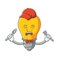 Bulb mascot crying at breakfast vector