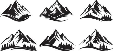 Mountain silhouette bundle design, Mountain icon illustration and using black color vector