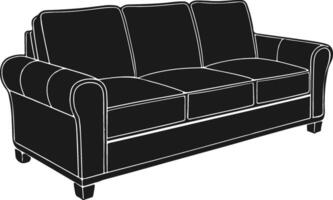 Three step Sofa silhouette art using black color and illustration design vector