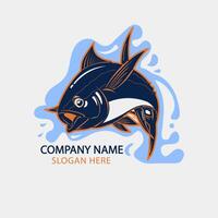 albacore fish logo design template vector