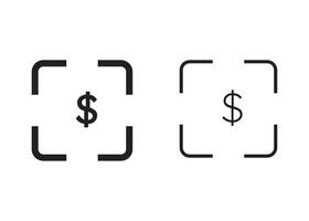 Websolid scan dollar icon, line art icon isolated on white vector