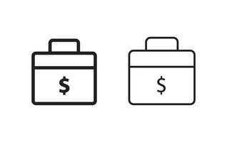 briefcase dollar icon, business and investment line art symbol isolated on white vector