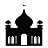 Silhouette mosque with minaret on white background. vector