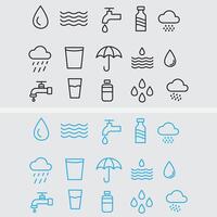 Water Icons Collection Line and Blue Design for Modern Use vector