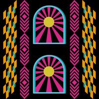 Geometry Coloured Sun Artwork Wallpaper And Symmetry Abstract motif. vector