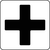 a black and white sign with a cross on it vector