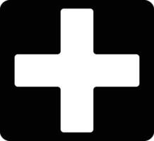a white cross in a black square vector