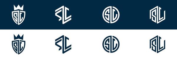 SJ JS letter logo set design vector