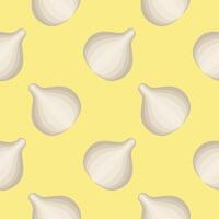 seamless pattern of garlic on a color background. vector