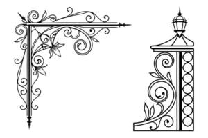 a set of decorative elements, including a corner and a window vector