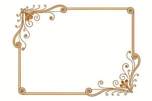 a square frame with swirls and flowers vector