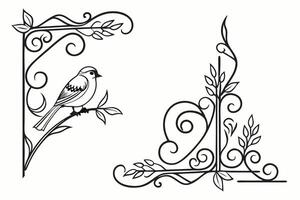 bird on a branch and ornate frame vector