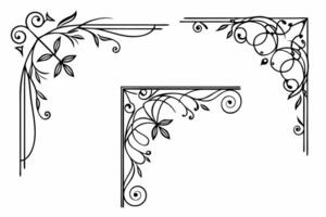 four decorative corner frames with leaves and vines vector