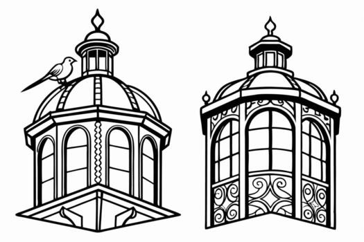 two different types of domes and windows vector