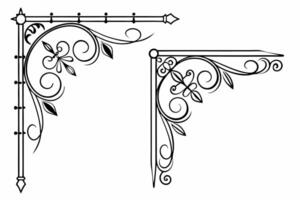 two ornamental brackets are shown on a white background vector