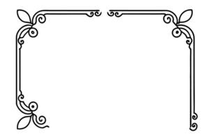 a black and white drawing of a frame with leaves vector