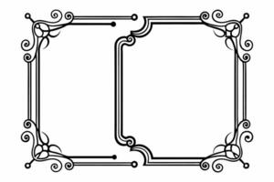 a black and white drawing of a frame with ornate design vector