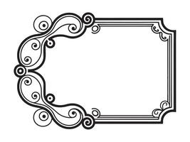 a black and white drawing of a frame with swirls vector