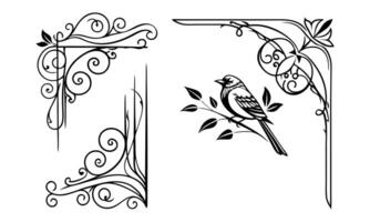 a set of ornamental designs with birds on them vector