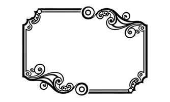 a black and white drawing of a frame with swirls vector