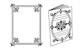 a black and white drawing of a book and a frame vector