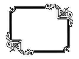 a black and white square frame with a scroll design vector