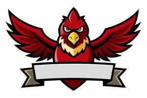 red cardinal bird mascot with banner and blank space vector
