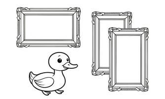 a duck and two frames on a white background vector