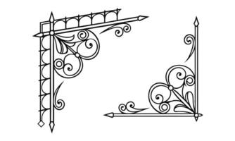 a black and white drawing of two ornamental brackets vector
