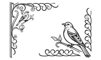 bird on a branch with ornate design vector