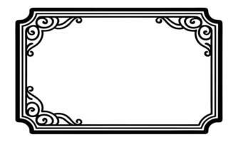 a black and white square frame with a scroll design vector