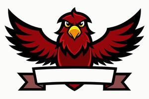 red bird with banner and ribbon vector
