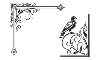 a black and white illustration of a bird on a corner vector