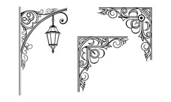 set of decorative elements for the window frame, lamp post, and other decorative elements vector