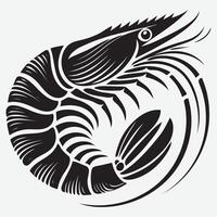Shrimp Fish Silhouette Illustration Set Ideal for Unique Design Projects vector
