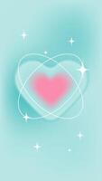 Glowing Pink Heart with Sparkling Stars. Pastel cover story of a pink heart surrounded by glowing white lines and sparkling stars on a soft turquoise background. vector