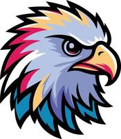 an eagle head with colorful feathers vector