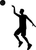 Silhouette of a Guy Playing Basketball vector