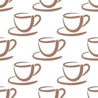 Seamless Pattern With Drawn Cups vector