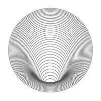 Abstract circular design with concentric black lines forming a tunnel effect on a white background. vector