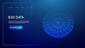 Abstract 3D geometric grid representing big data with a download interface. vector