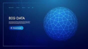 Abstract low poly sphere digital network background. Geometric futuristic blue techgnology background. Low poly wire frame design. vector