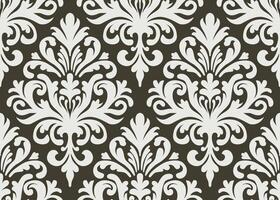 Classic black and white damask pattern with intricate floral motifs. Damask seamless pattern. vector