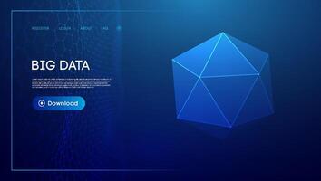 Technology sphere 3d. Blue big data background. Wireframe mesh protect globe. vector