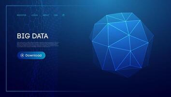 Abstract low poly sphere digital network background. Geometric futuristic blue tecgnology background. Low poly wire frame design. vector