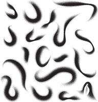 Grainy stipple patterns forming abstract fluid shapes with artistic black and white textures. Stipple brush vector