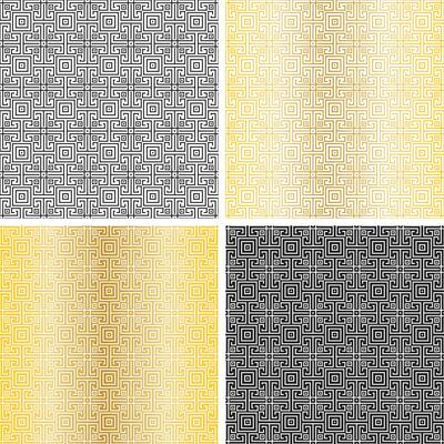 gold black white seamless fretwork patterns