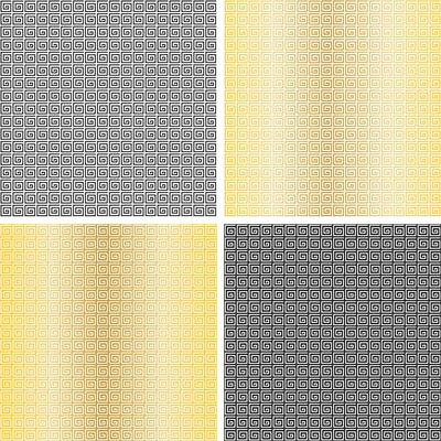 black white gold seamless fretwork patterns